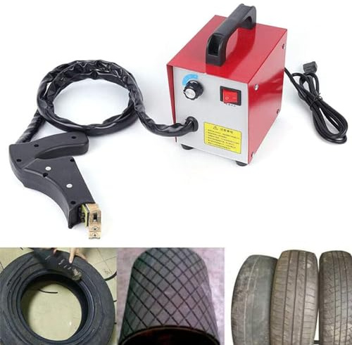 350W Iron Tire Groover Cutter Tire Pneu Grooving Outil de pneu Regrooving Iron Cutter Kit, machine de rainure en caoutchouc de pneu professionnel avec des lames en forme de V, machine chauffée