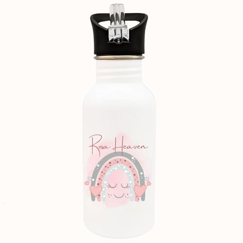 Personalisierte Trinkflasche mit einem niedlichen Regenbogen | Thermosflasche für Kinder | Handveredelt von ManufakturZauber