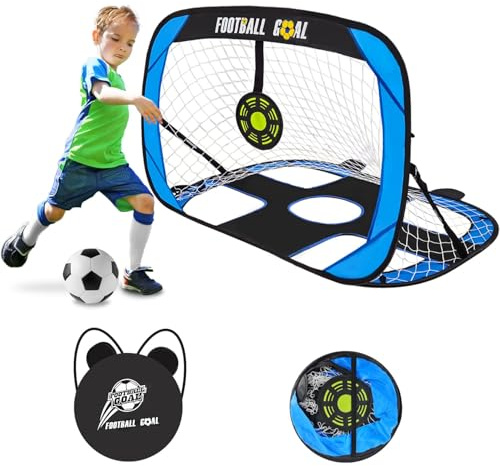 Ninmaofly Kids Football Goal, Portable Net Post, Mini Pop Up Multifunction Sport Training Equipment (Blue-120 * 90 * 90cm)
