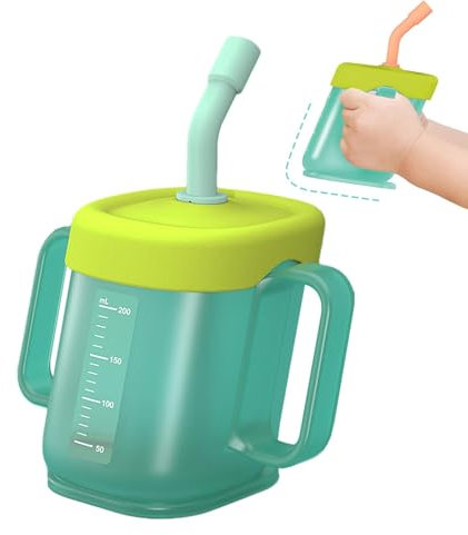 Vaso infantil con vaso para niños, taza de agua escalable para entrenamiento de bebida, vaso de calidad alimentaria con tapa para guardería, taza de agua portátil para viajes