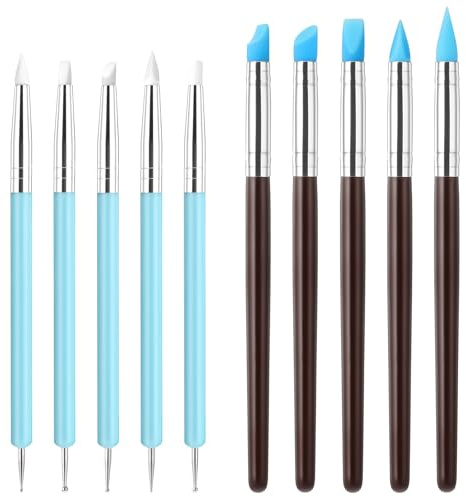 Wanmu 10 Stück Gummipinsel, Pinsel Set Acrylfarben Pinsel Silikonpinsel Modellierpinsel Colour Shaper Clay Shaper Modellier Werkzeug für Modellierung Malen