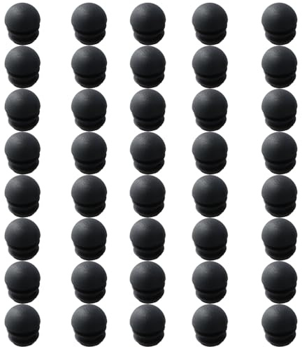 40 Stück Rohrabdeckung aus Kunststoff 16mm, Rohrkappen Schwarz, Rundrohrstopfen, Lamellenstopfen Rund mit Kugelkopf, für Schemel Stahlrohrstühle