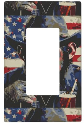 Chimpancé con tapas de placa de pared para bebidas, placas de pared de 1 marcha, tamaño mediano, 12,7 x 7,6 cm, cubierta decorativa para interruptor de luz, cubierta de enchufe de policarbonato