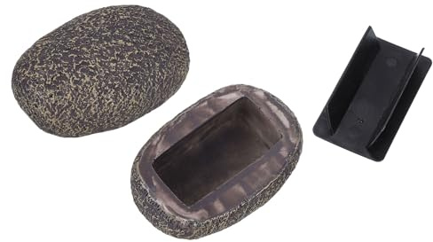 sourcing map Fake Rock Key Hider, Hide A Spare Key Outdoor Waterproof Fake Rock Hider Decoration Safe Storage Lock Box for Outside Garden Decoration, Light Brown