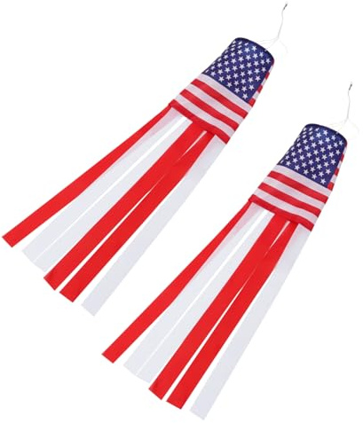 CAXUSD 2er Satz Windsack Mit Amerikanischer Flagge Unabhängigkeitstag-festivalschmuck Hängende Partydeko Für Garten Und Balkon