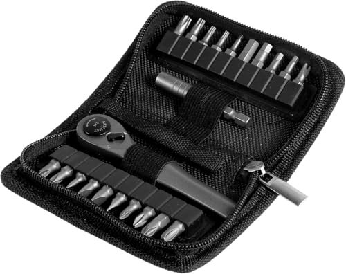 Llave dinamométrica, llave inglesa, llaves inglesas, llave de trinquete, mini juego de llaves de trinquete 22 en 1, kit de destornilladores de ángulo recto multifuncionales con 20 puntas, juego combin