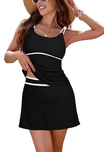 SHEKINI Dam 1352 Tankini Set, Svart vit, XL