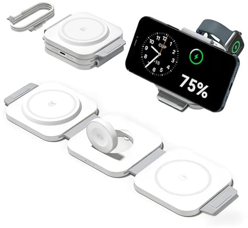 3 in 1 Charging Station for Apple Multiple Devices, Foldable Magnetic Fast Wireless Charger Dock, Travel Charging Pad for iPhone 17 16 15 14 13 12 Pro Max Plus Apple Watch Series & AirPods 4/3/2/Pro