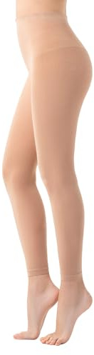 MANZI Ballett Strumpfhose Ohne Fuss Damen Ballett Leggings Semi-Blickdichte Tanz Strumpfhosen 40 Denier Light Suntan 1 Paar L/XL