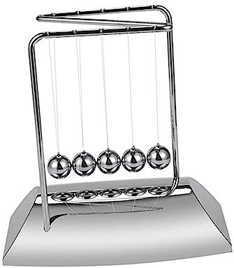 Toyvian Z-shape Newton's Cradle Balance Toy for Boys and Girls Adults 18x11x18.5cm Galvanized Steel Desktop Physics Experiment Educational Science Gift