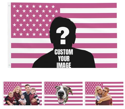 Personalisierbar Amerikanische rosa Flagge - Flagge Selbst Gestalten - Gestalten Sie Ihr eigenes Logo Bild - für Schlafsäle, Schlafzimmer, Clubs, Konzerte, Bars, lustiges Tapisserie-Poster, Dekoration
