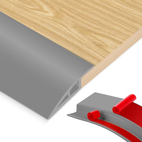PVC Übergangsprofil Selbstklebend, Doppelseitig Klebend Türschwellen Leiste,Boden Höhenausgleich (10mm) Abdeckleiste für Laminat, Parkett, Fliesen & Teppich
