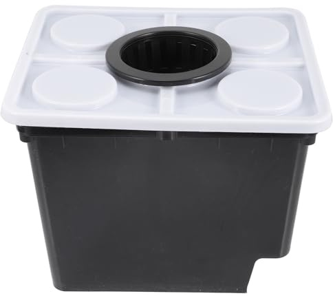 FUTUREORYY Seau De Plantation sans Sol pour Serrage Hydroponique, Culture Hors Sol De Légumes 15l Noir avec Couvercle à Trou Et Panier, Jardin Balcon Potager Système Hydroponique Solide