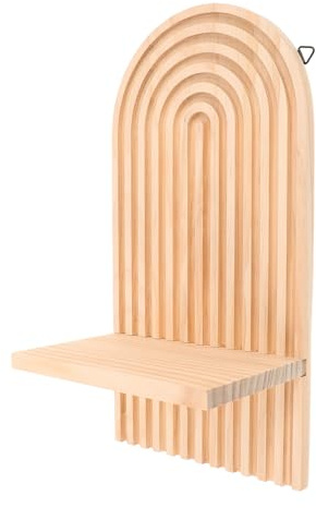 Homoyoyo Soporte de Madera Natural para Velas de Pared Diseño Vintage Soporte para Velas de Pilar Estante Decorativo Bohemio para Sala de Estar