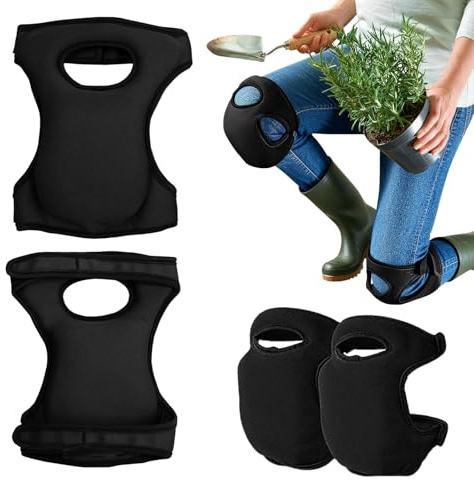 QIANAI Genouillère Jardinage, Lot de 2 Jardinage Attelle Genou, Genouillère Anti-Collision Épaississement Genouillères Respirantes, pour Le Travail à Genoux et un Confort Accru (Noir)