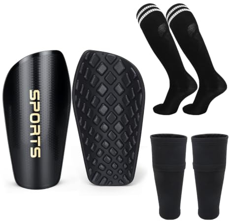 Gokemuak Schienbeinschoner Fußball Set M 140-160 cm Schwarz