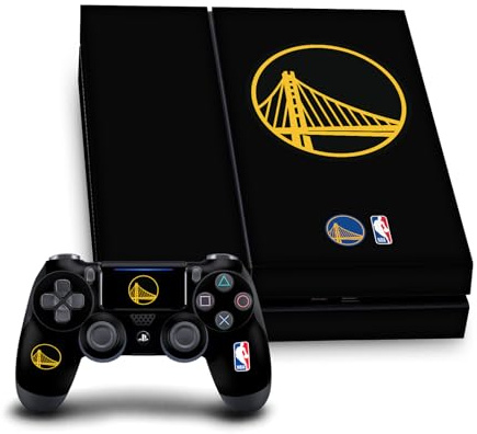Head Case Designs Officially Licensed NBA Black Design Golden State Warriors Logo Vinyl Sticker Gaming Skin Decal Cover Compatible With Sony PlayStation 4 PS4 Console and DualShock 4 Controller Bundle