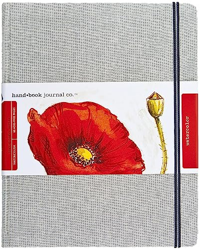 Handbook Journal Co. Artist Watercolor Sketchbook Journal, Grand Portrait 10.5 x 8.25 Inches, 95lb / 200 GSM, Hardcover w/Pocket