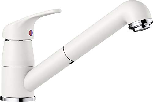 BLANCO DARAS-S – högtrycksarmatur för köket – kompakt startmodell i klassisk design med utdragbar pip – vit – 517735
