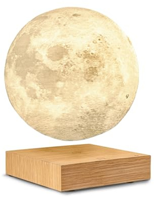 Gingko Smart Moon Lamp • schwebender Mond mit Holzsockel • smartes Stimmungslicht • elektromagnetisch & rotierend • Esche