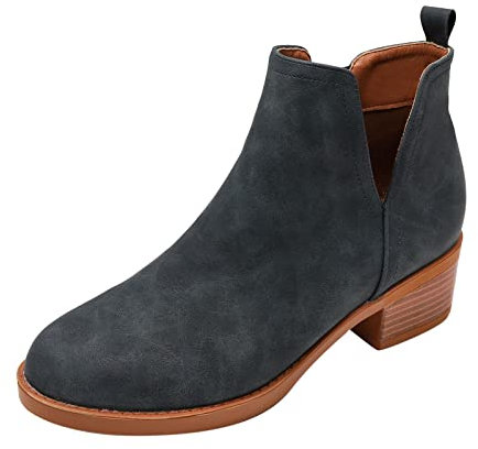 Stiefeletten Damen Klassisch Wildleder Halbstiefel Spitz Schlupfschuhe Niederung Stiefel Mit Schnalle Kurzstiefel Übergangsstiefel Halbhohe Ankle Boots Halbhoch Damenstiefel Schneestiefel K101