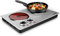 Electric Hob, CUSIMAX Double Hot Plate for Cooking, 2400W Electric Ceramic Hot Plate, Infrared Cooktop with Dual Temperature Control, Embedded Countertop Cooktop, Heat-Up in Seconds, Stainless Steel