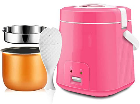 Rice Maker Cooker, 1.8L Mini Rice Cooker Steamer,Portable Food Heater Steamer with Fish Shaped Standing Spoons Nonstick Pot Suitable for Family,
