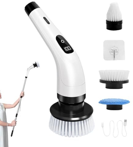 Electric Spin Scrubber, Cordless Scrub Brushes For Cleaning, 370RPM Scrub Brush, Rechargeable Spin Scrubber, Electric Spin Scrubber, Cordless 370RPM Cleaning Brush With Rechargeable Battery