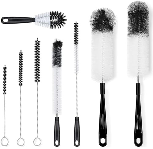 Flaschenbürste Lang, Flaschenbürsten Set, 8 Stück 16.5cm bis 42cm Schwarz FlaschenbüRste für Flaschenreiniger Bürste, Lange Flaschen mit Schmalem Hals, Wasserflaschen, Babyflaschen, TrinkgläSer
