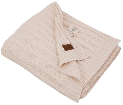 Dalisa Bio-Baumwolldecke GOTS Zertifiziert – 100% Bio-Baumwolle, 203x228 cm, Naturbeige, Weich & Atmungsaktiv, Strickdecke für Sofa, Bett & Zuhause – Geschenkverpackt – Hautfreundlich & Pflegeleicht | Weich, leicht und atmungsaktiv, Ganzjahres-Häkelstrick für Bett, Sofa und Lounge, umweltbewusster Luxus