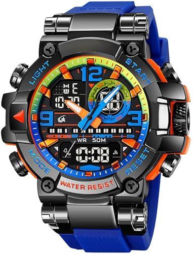 findtime Armbanduhr Herren Groß Sportlich Digitaluhr wasserdichte Robuste Outdoor Uhr für Männer Jungen Jugendliche Sportuhren LED Alarm Doppelzeit