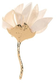 Baesics Brosch dam magnolia blommor grädde – växtbaserad cellulosaacetat, modesmycke för kavaj & klänningar, nålblomma unik fjäderlätt, perfekt som gåva
