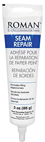 Roman Seam Repair Adhesive - Sealer for Wallpaper Tears and Loose or Overlapping Edges - White, 3 Ounce Tube with Applicator Nozzle