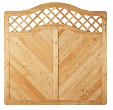 Stilvolle Garten-Zaun Windschutzelemente für den Garten oder die Terrasse aus Lärche in Profilbrett - Optik mit Rankgitter Mosel in den Maßen 180 x 180 auf 165 cm (Breite x Höhe)