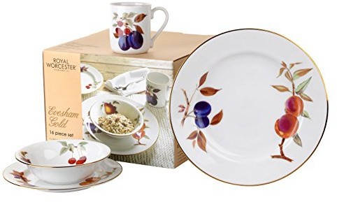 Portmeirion Evesham Gold Dinner Set, Multi-Colour, 16-Piece