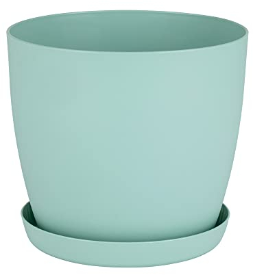 Home Garden Ornaments Plant Pots Indoor, Indoor Plant Pot - Decorative Flower Pots with Mat Surface and Plant Pot Saucer (Diameter: 16cm, Colour: Green)