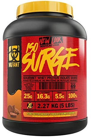 MUTANT ISO Surge – Pure whey Protein Isolate Powder, Low carb, Low Fat, Digestive Enzyme Boosted - Peanut Butter Chocolate - 2.27 kg