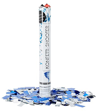 Relaxdays Lanceur de confettis canon cotillons 40 cm décoration portée 6-8 m fête anniversaire, bleu