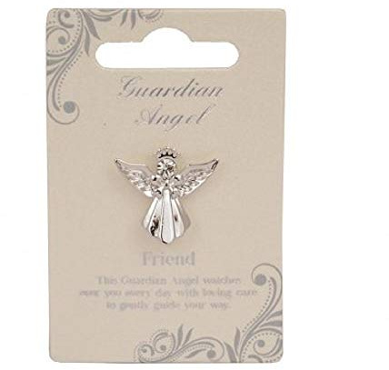 Broche de ángel de la guarda con acabado plateado para la amistad, pin de solapa con diamantes de imitación para hombres y mujeres, traje de esmoquin, sombrero de corbata, regalo perfecto para el