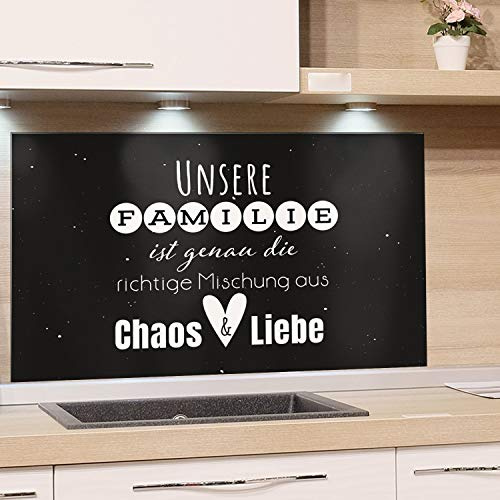 GRAZDesign Küchenrückwand ESG-Glas – Familienspruch schwarz – 60x40 cm | 4 mm ESG-Sicherheitsglas – pflegeleicht und in Deutschland gefertigt