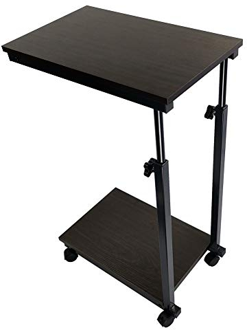 KKTONER Beistelltisch Sofatisch höhenverstellbar Betttisch Kaffeetisch mit Rollen Walnuss Optik