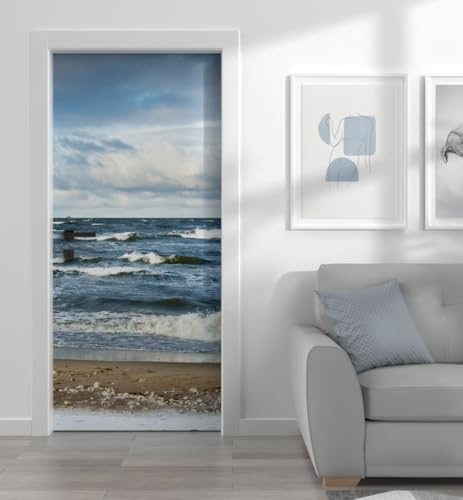 MyMaxxi Türtapete selbstklebend - Einteilige Türfolie 90x200 cm - Motiv: Wellen Türklebefolie zum verschönern & bekleben der Tür - Türaufkleber aus Klebefolie