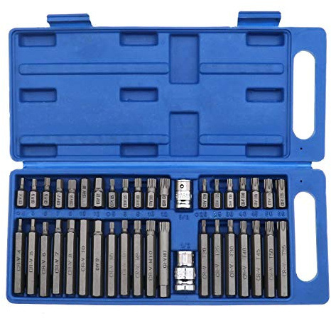 YINETTECH 4pcs Douilles à Embout Combiné Hexagonal Carré Torx Ensemble pour Longueur 30 et 75mm (CR-v) - avec Douille d'entraînement 3/8 et 1/2