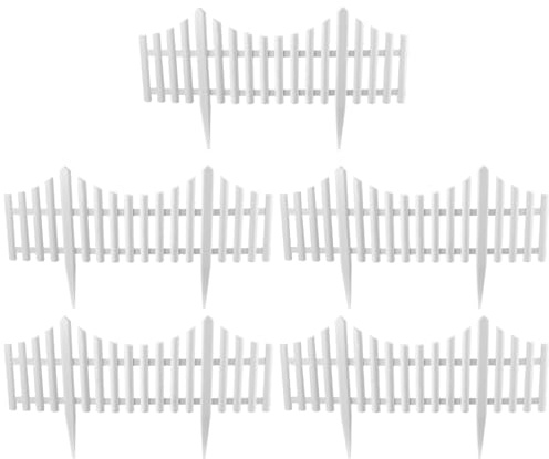5 Pcs Flexible Picket Fence Garden Border, Plastic Decorative Landscape Edging Fences, Grass Lawn Flowerbeds Plant Borders, White (Overall Length 120 Inches)