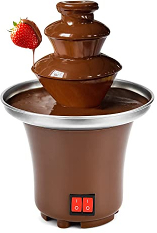 Macchina per fontane di cioccolato, facile da assemblare a 3 livelli, fontana per fonduta di cioccolato in acciaio inox, per formaggio Nacho, salsa barbecue, ranch, liquori o feste di nozze, marrone