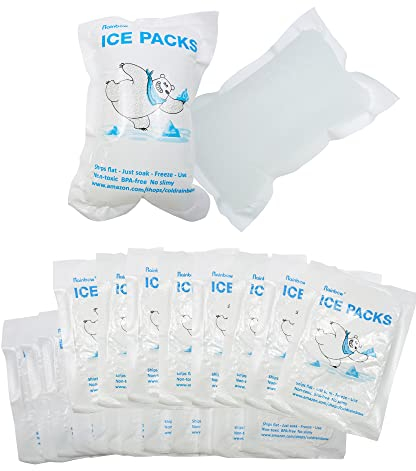 RAINBOW Dry Ice Packs for Shipping Frozen Food - Reusable Ice Packs for Coolers & Lunch Bags – Long Lasting Cold Packs for Transporting Fish, Meats, and More - 20 Packs Included (5.5 x 3.9)
