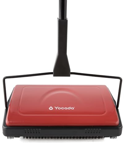 Yocada Carpet Sweeper Cleaner for Home Office Low Carpets Rugs Undercoat Carpets Pet Hair Dust Scraps Paper Small Rubbish Cleaning with a Brush Dark Red