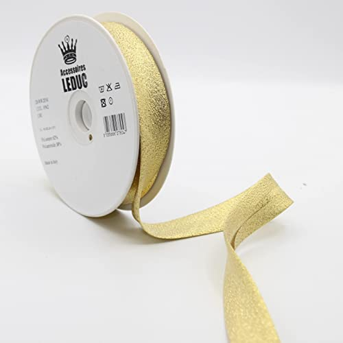 Leduc Schrägband, 13 Farben, Metall, Lurex, zum Nähen, doppelt gefaltet, 8 + 20 + 8 mm, italienische Qualität, 9562 Gold, 20 m