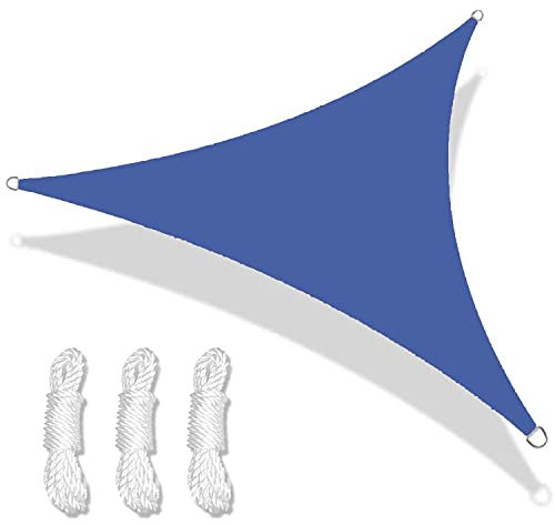 KAYBTNT Sonnensegel Dreieckig Wasserdicht, 98% UV Schutz, Sonnenschutz Dreieck Segeltuch für Terrasse Balkon Garten, Beschattung für Terrassenüberdachung,Royal blue,4x4x4m