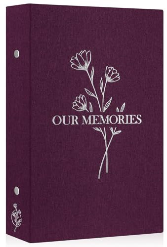 Lanpn Photo Album 6x4 Slip in, OUR MEMORIES Linen 300 Pockets Photo Albums Holds Landscape Only 10x15cm Picture Purple